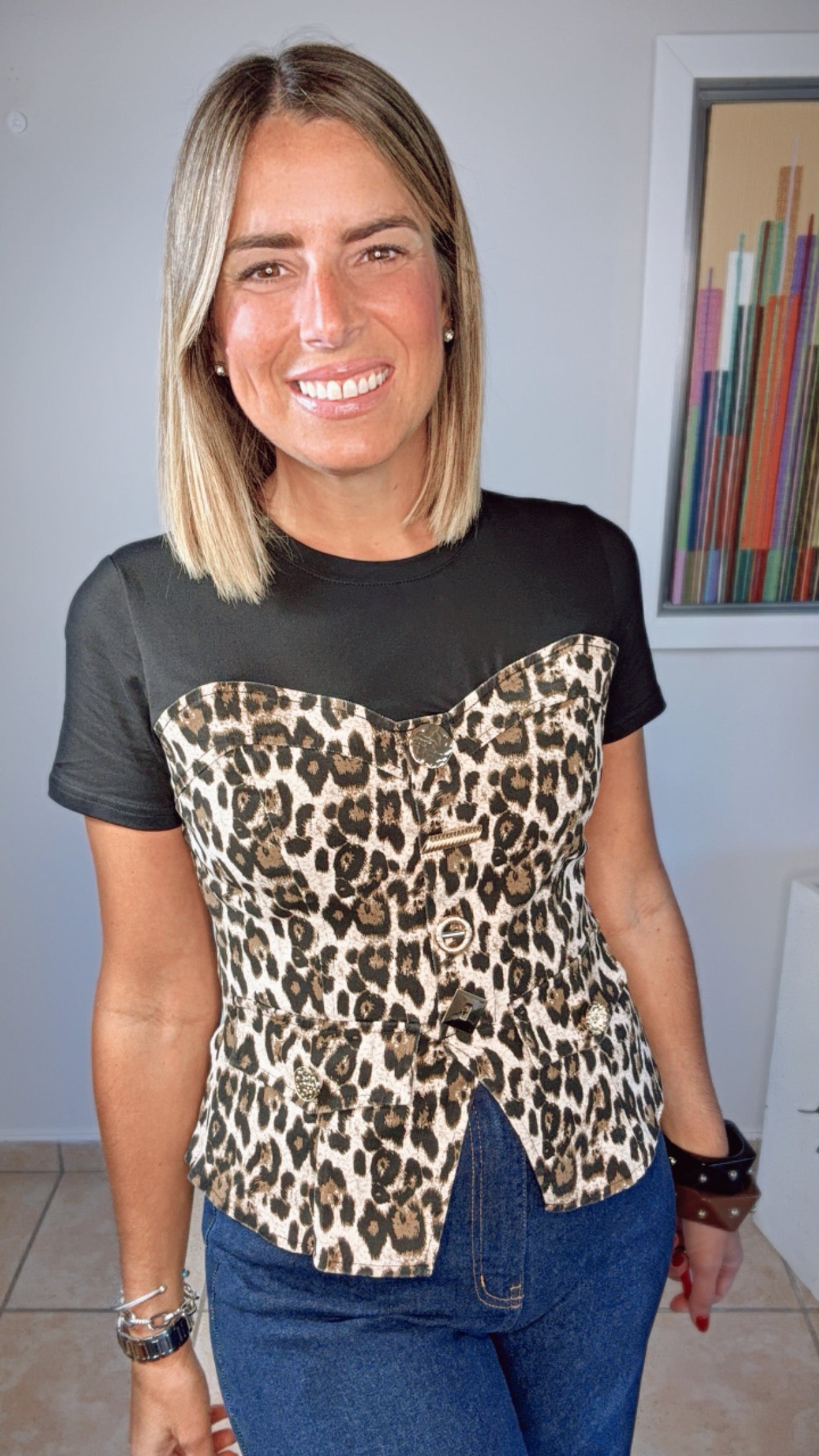 Norah Black Leopard Top