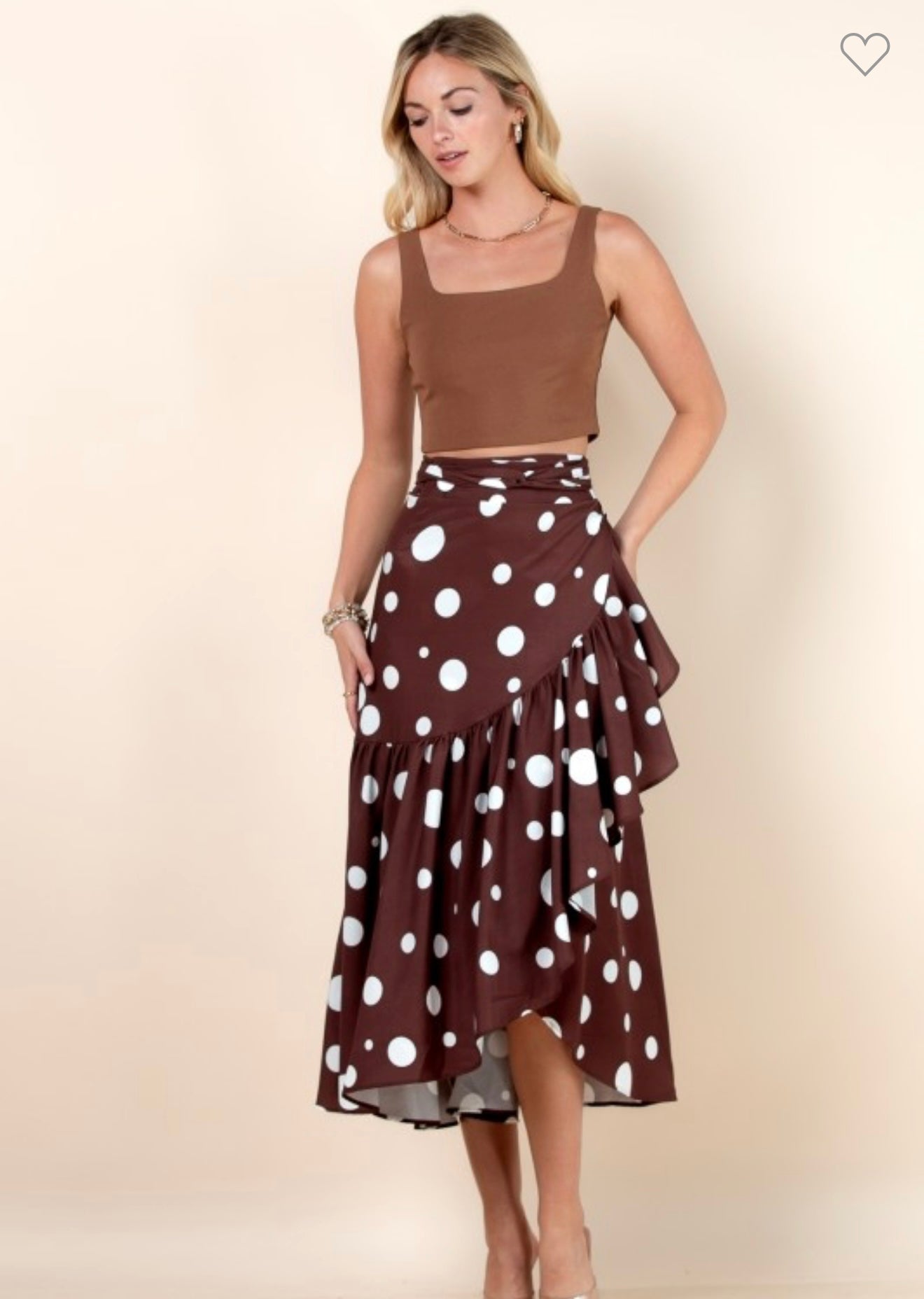 Gema Brown Polka Dot Skirt