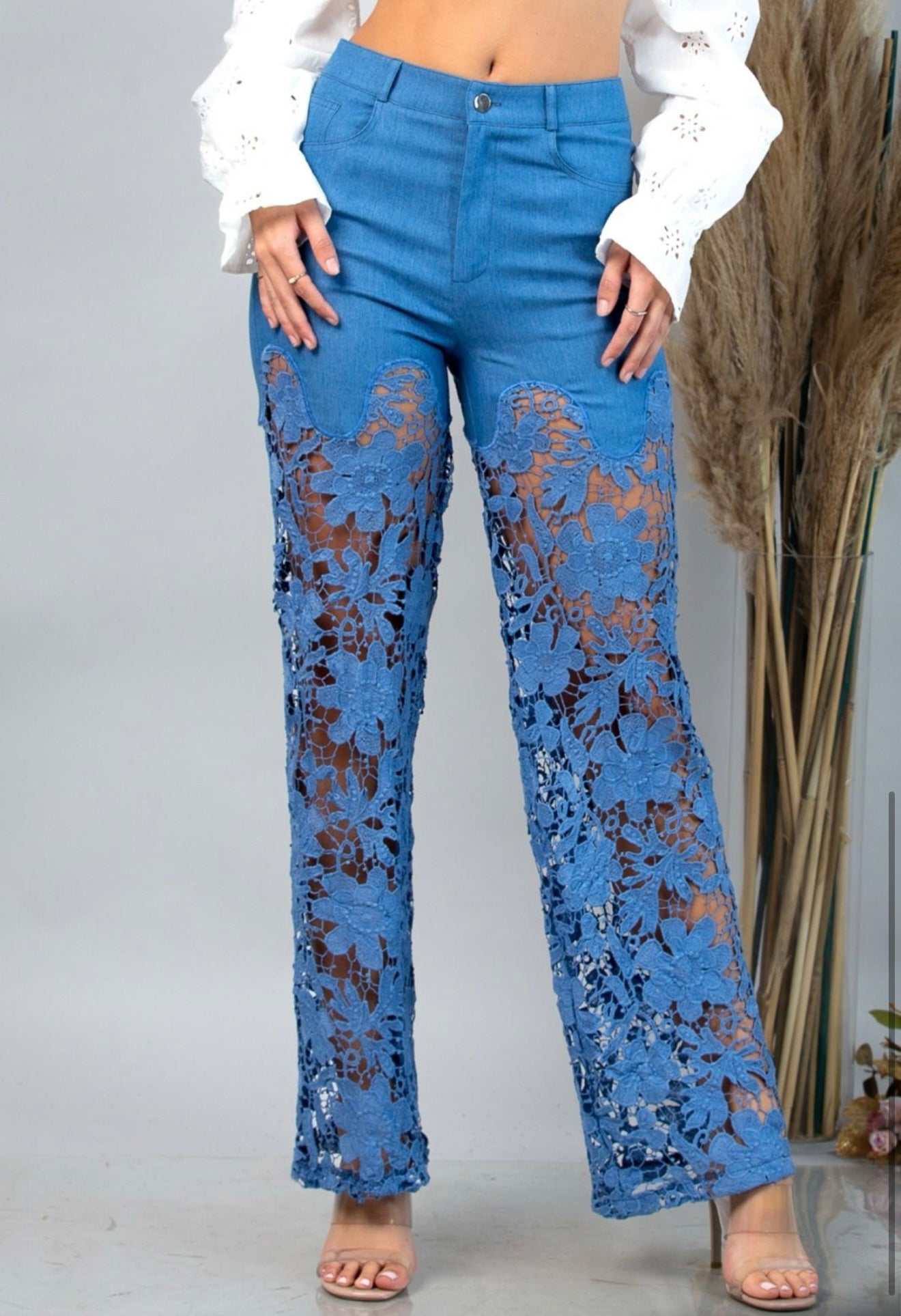Denim Lace Pants