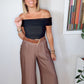 Ivonne Satin Brown Pants