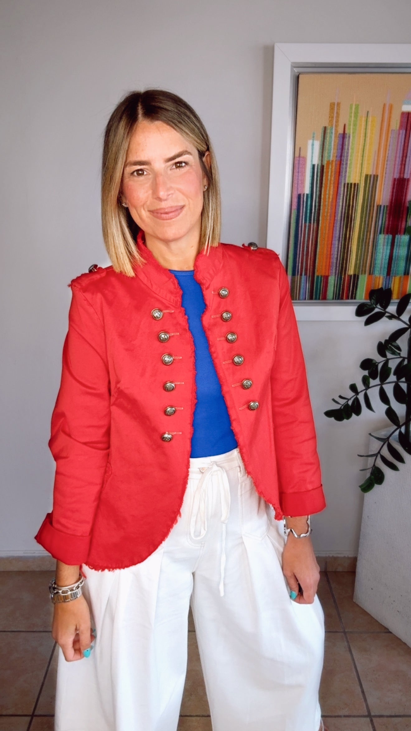 Frances Red Napoleon Jacket
