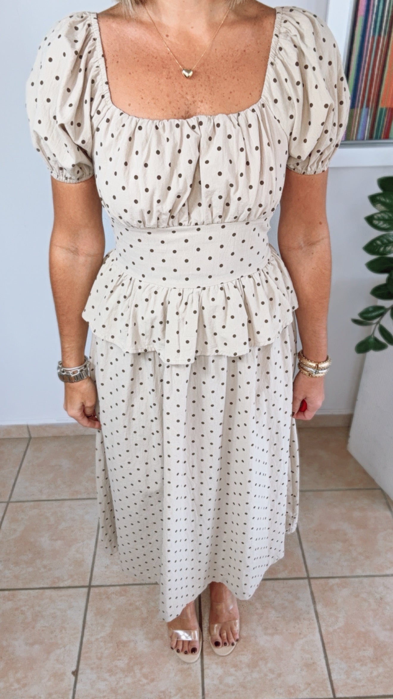 Lorraine Brown Polka Dot Dress
