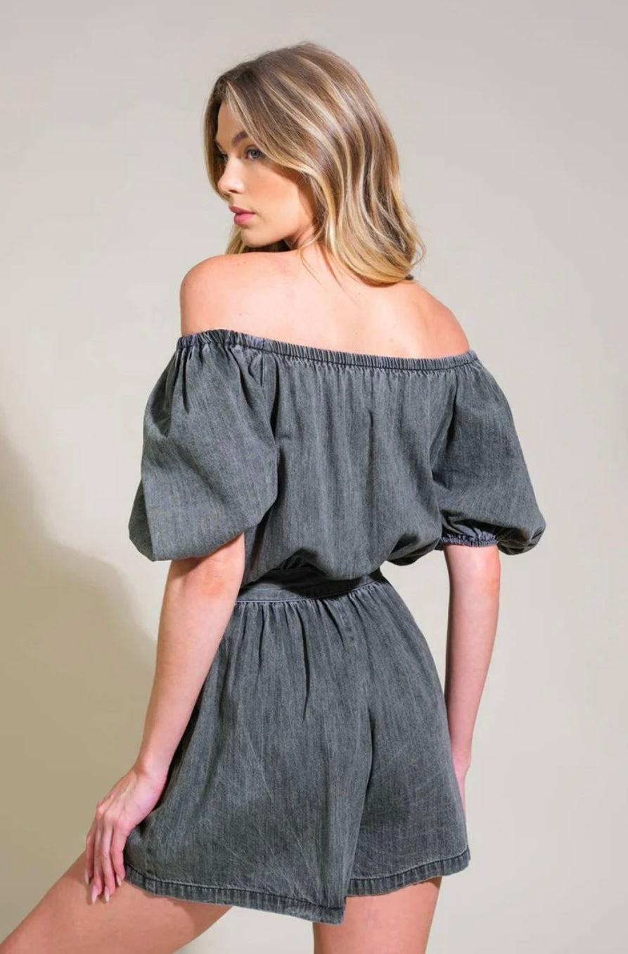 Lucy Washed Denim Romper