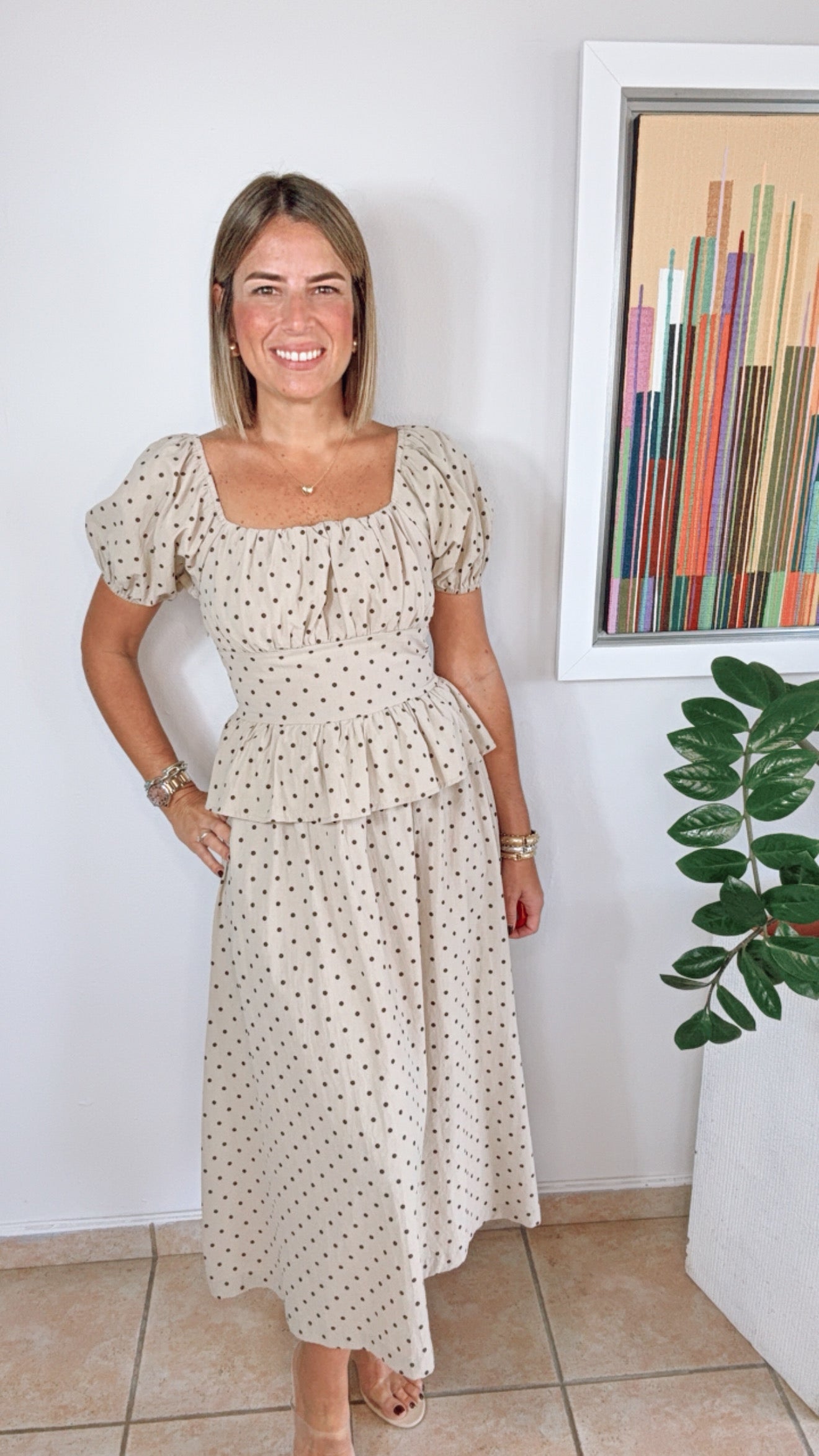 Lorraine Brown Polka Dot Dress