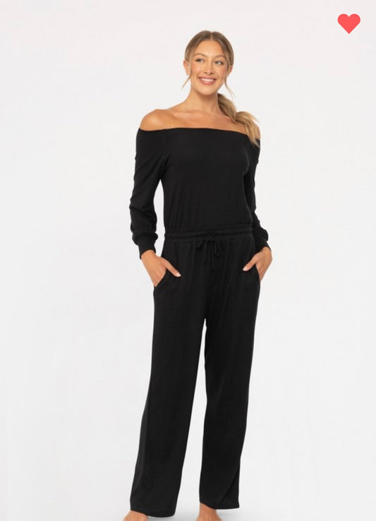 Lilly Black  Off Shoulder Jumpsuit