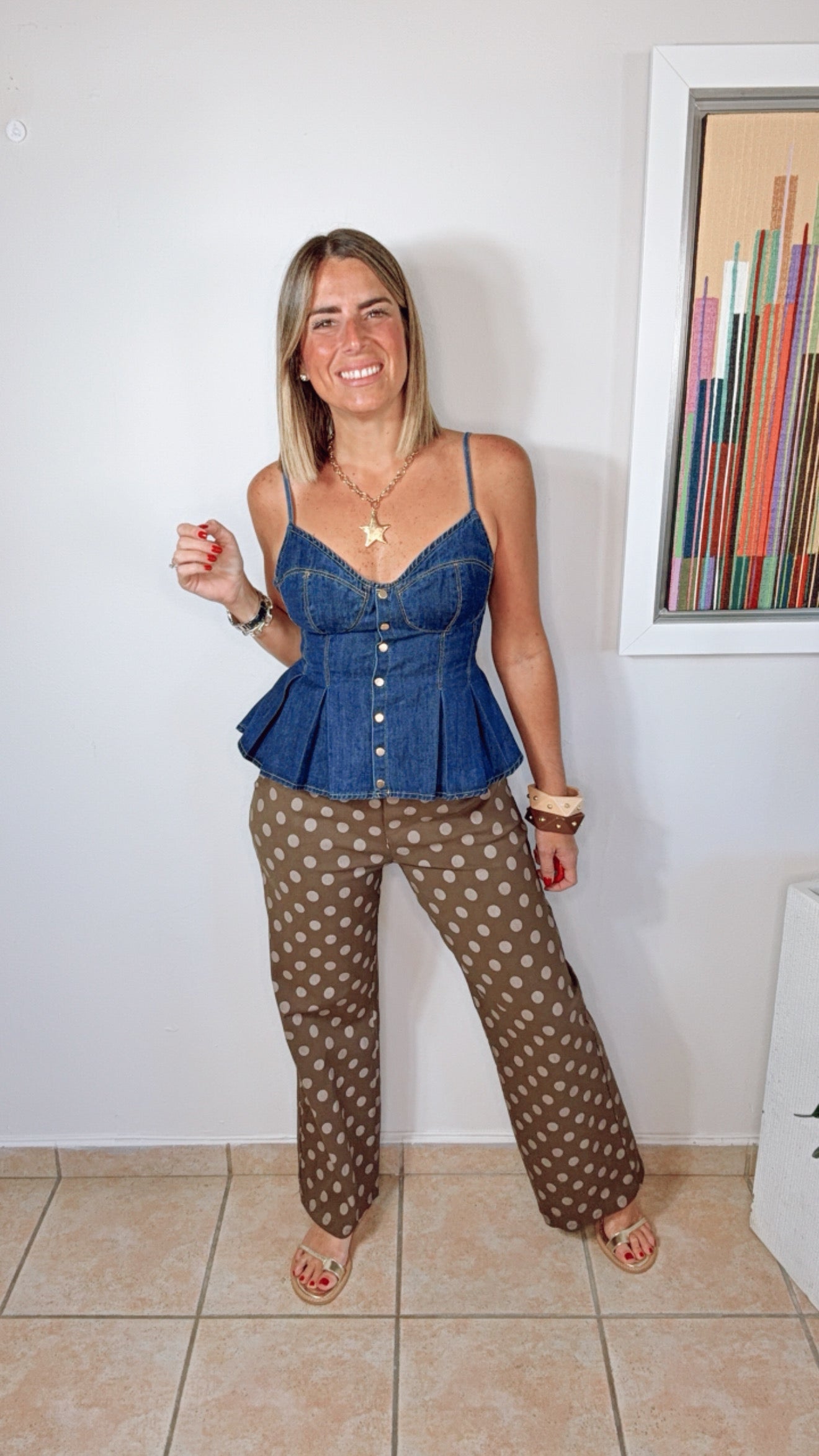 Glenda Brown & Cream Polka Dots Pants