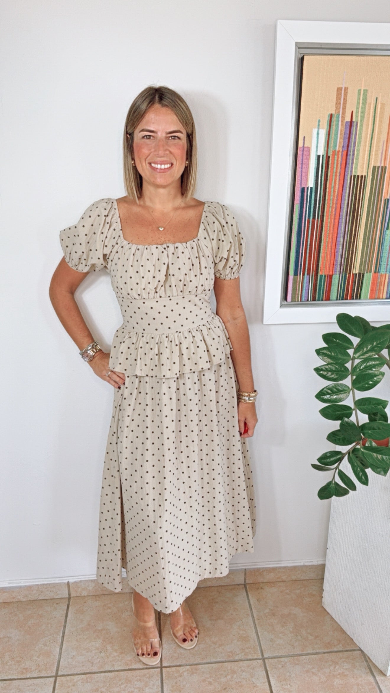 Lorraine Brown Polka Dot Dress