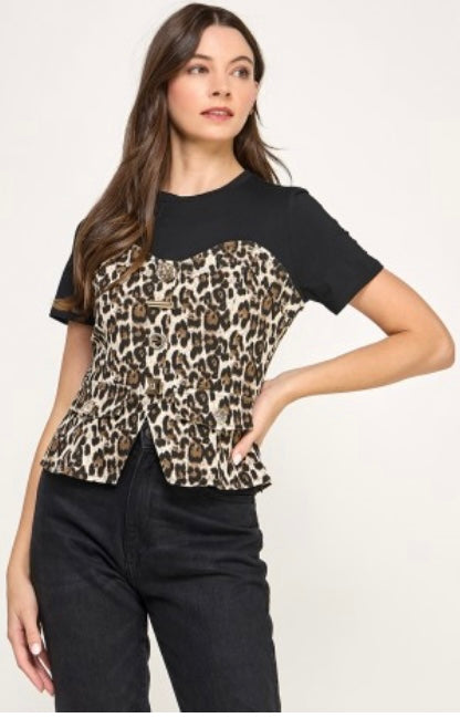 Norah Black Leopard Top