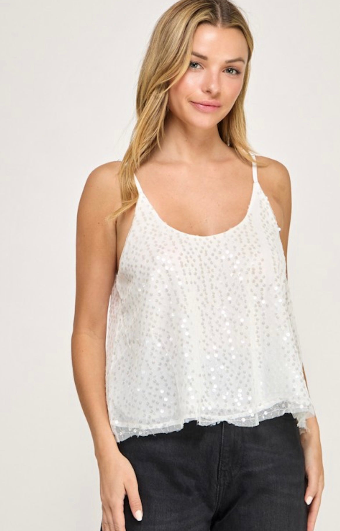 Vega White Sequin Top