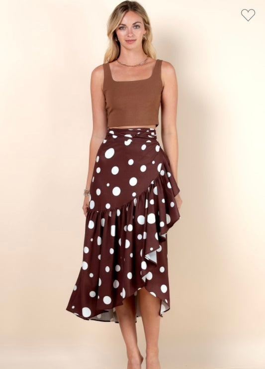 Gema Brown Polka Dot Skirt